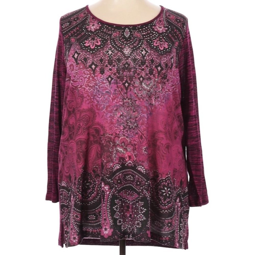 Catherine Long Sleeve Boho Magenta Tunic